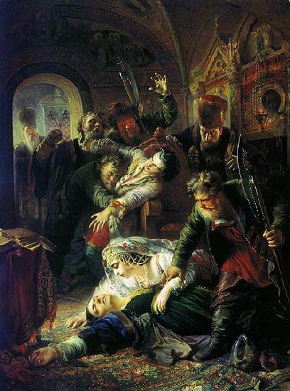 Konstantin Makovsky Agents of the False Dmitry kill the son of Boris Godunov China oil painting art